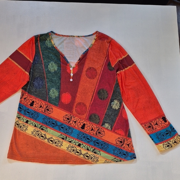 Tops - Bright & Colorful Long Sleeve Blouse